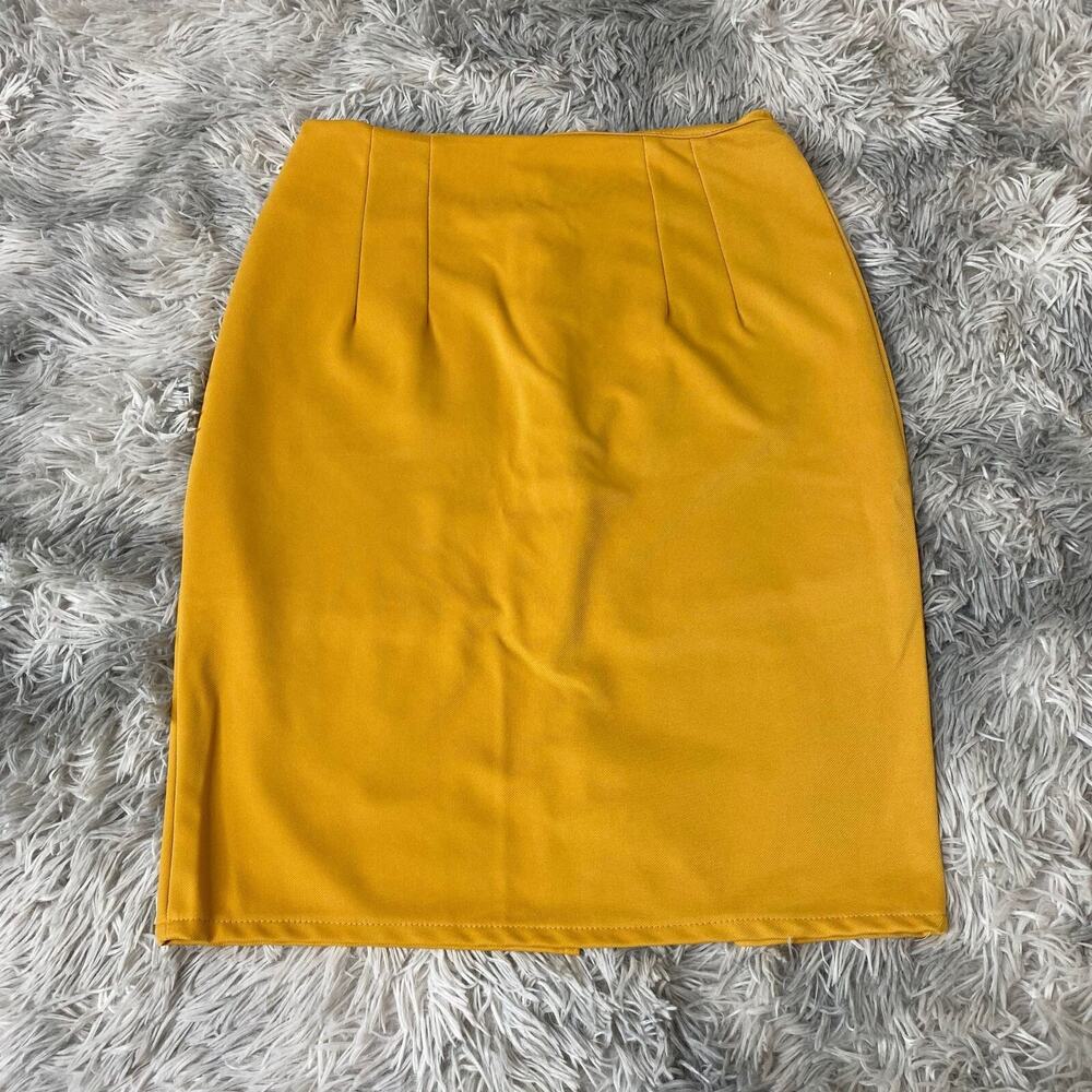 Women's‎ Slim Pull On High Waist Pencil Skirt,Large, Zipped at the Back Mustard